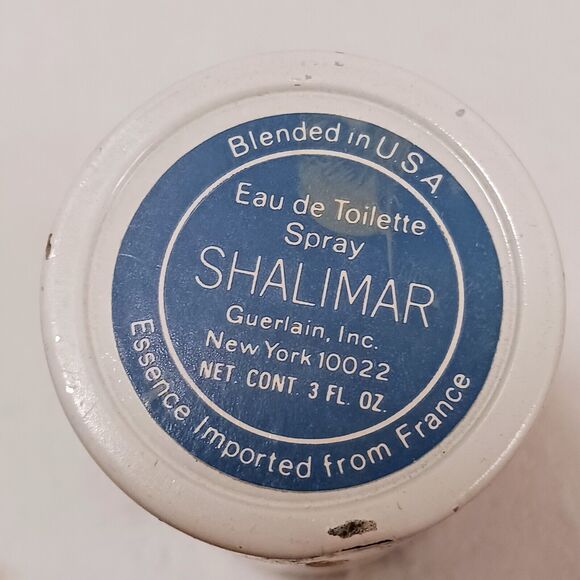 60s Guerlain Shalimar Blue White Canister Enamel EMPTY 3 oz Bottle Spray Vintage - Picture 5 of 13